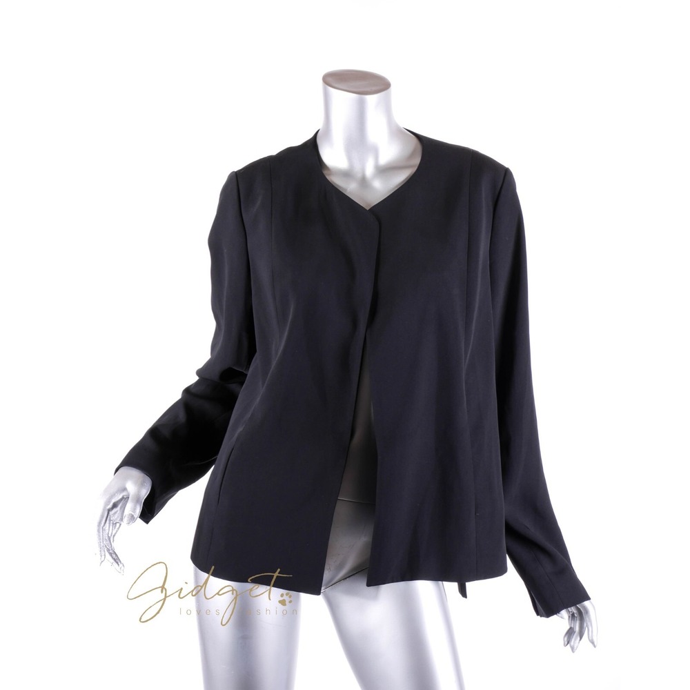 NWT Eileen Fisher Size 14 Black Blazer Round Neck Straight Jacket